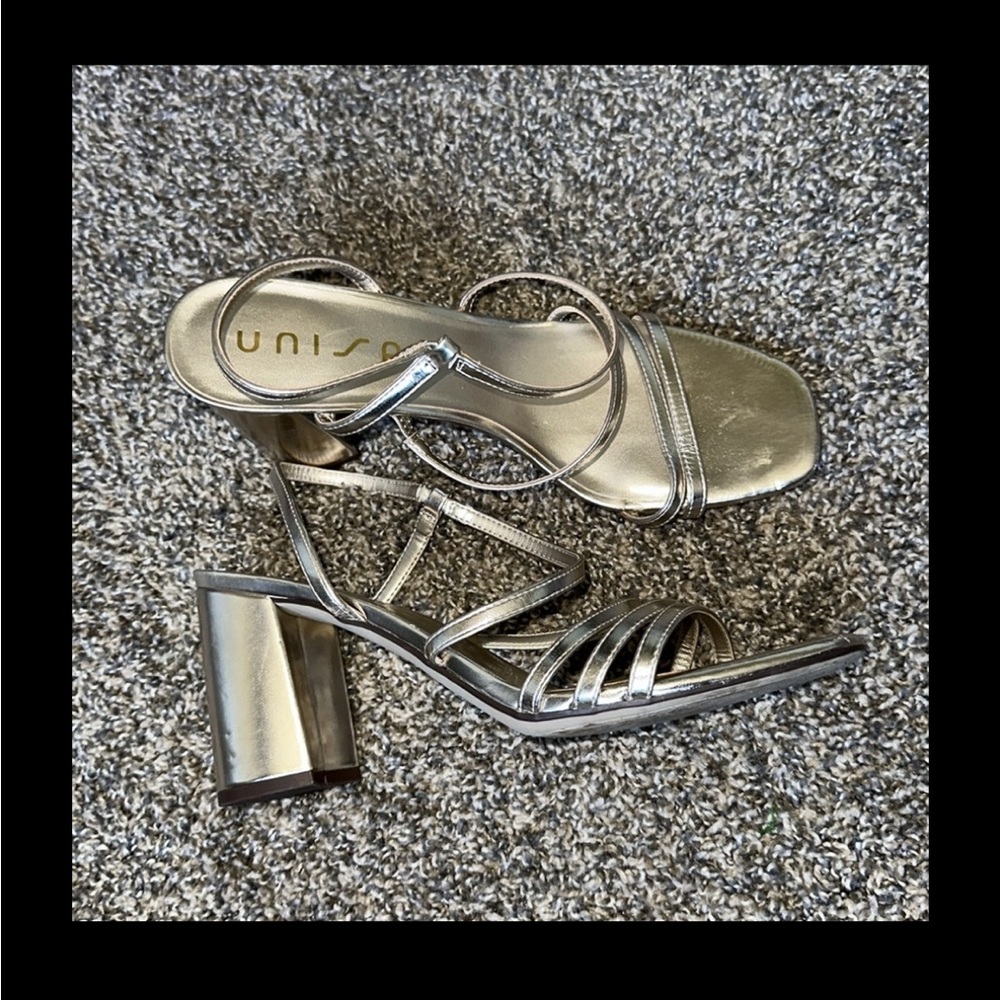 Gold chunky heel